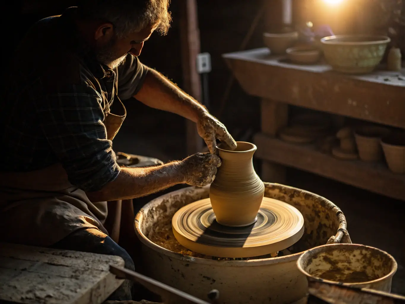 A vibrant image of participants engaging in a traditional pottery workshop in Valensole, showcasing hands-on learning and cultural preservation.